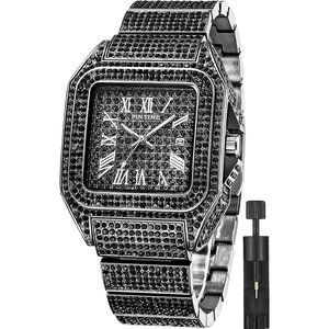 Men's Black Hip Hop Fashion Stainless Steel Quartz Analog Watch